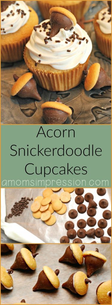 Looking for easy, classic fall dessert recipes that aren't pumpkin or apple? These cute acorn snickerdoodle cupcakes are perfect for feeding your family or a crowd this autumn. 