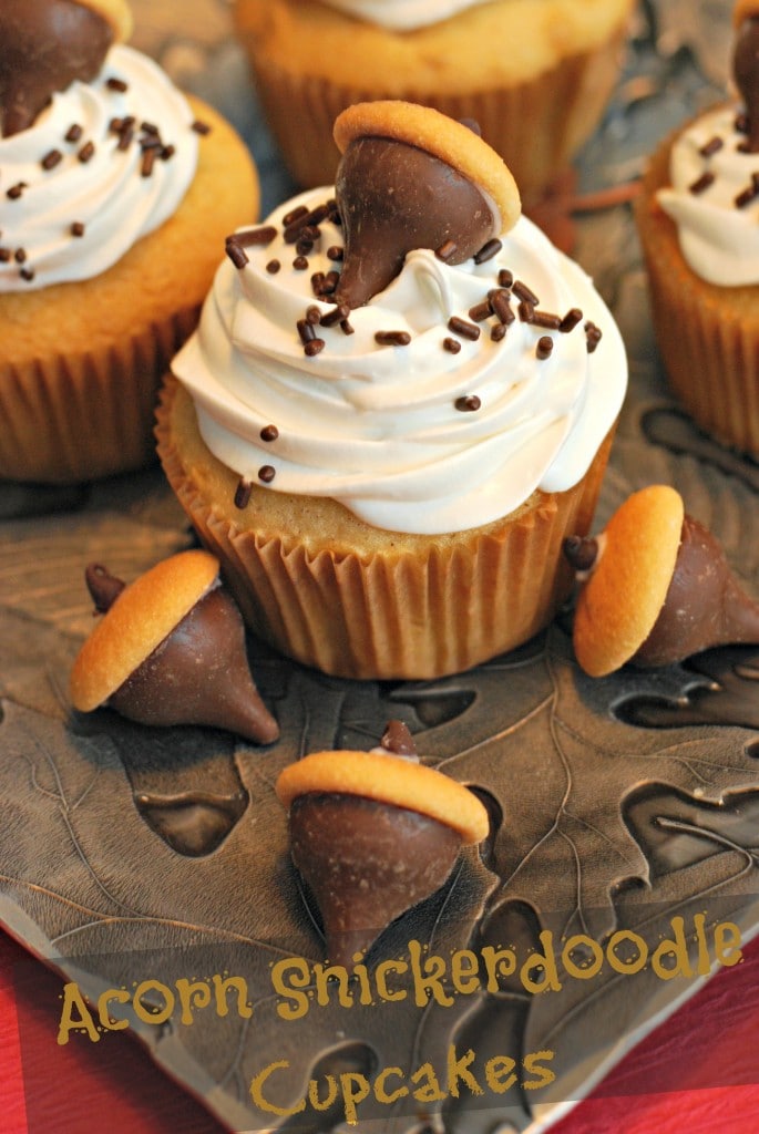 Snickerdoodle Cupcakes with Candy Acorns-amomsimpression.com