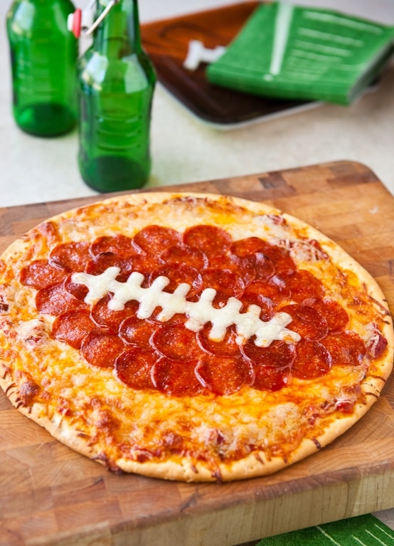 Football Peperoni Pizza by EclecticRecipes.com #recipe