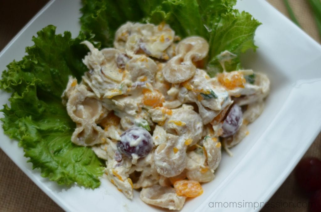 Fruit and chicken pasta salad