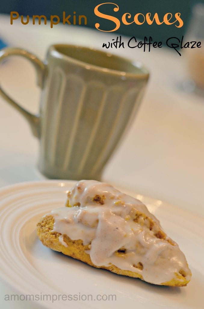 Add this pumpkin recipe to your list of favorite pumpkin recipes! These pumpkin scones with coffee pumpkin spice glaze are incredible and they're surprisingly easy to make! #ad #pumpkin