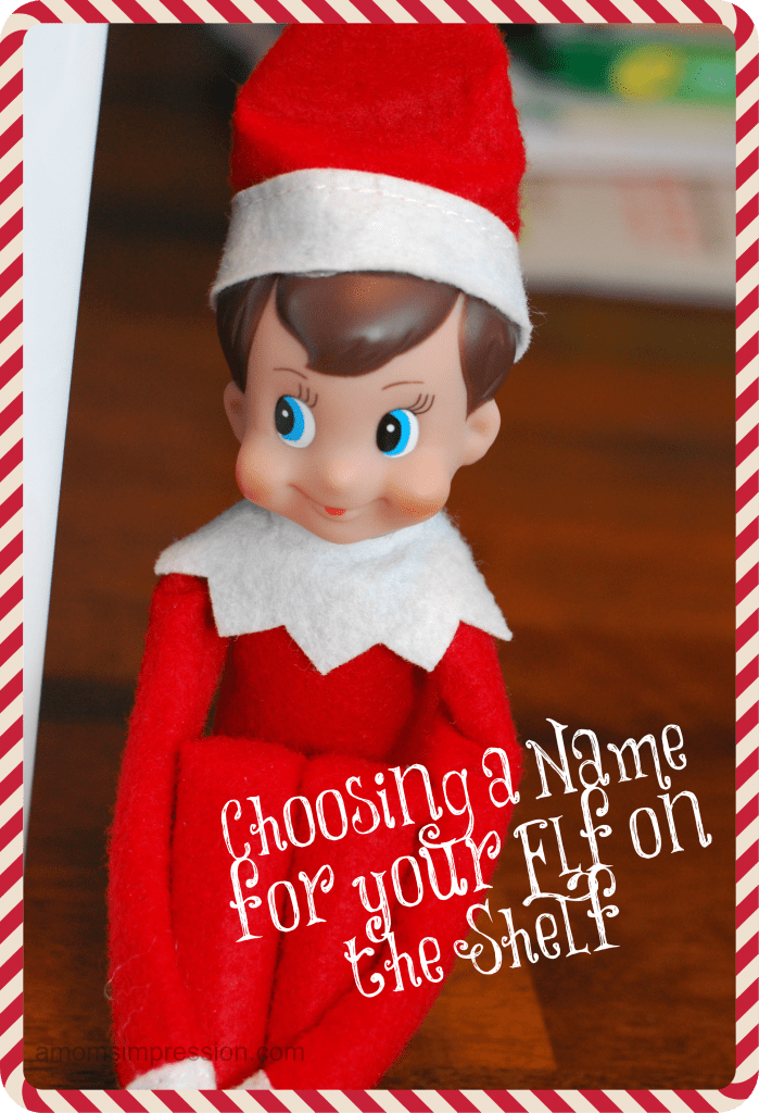 An Elf on the Shelf Name Ideas icon on a picture of the elf