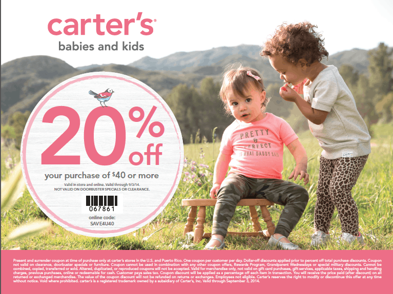 Carter's 20% off coupon