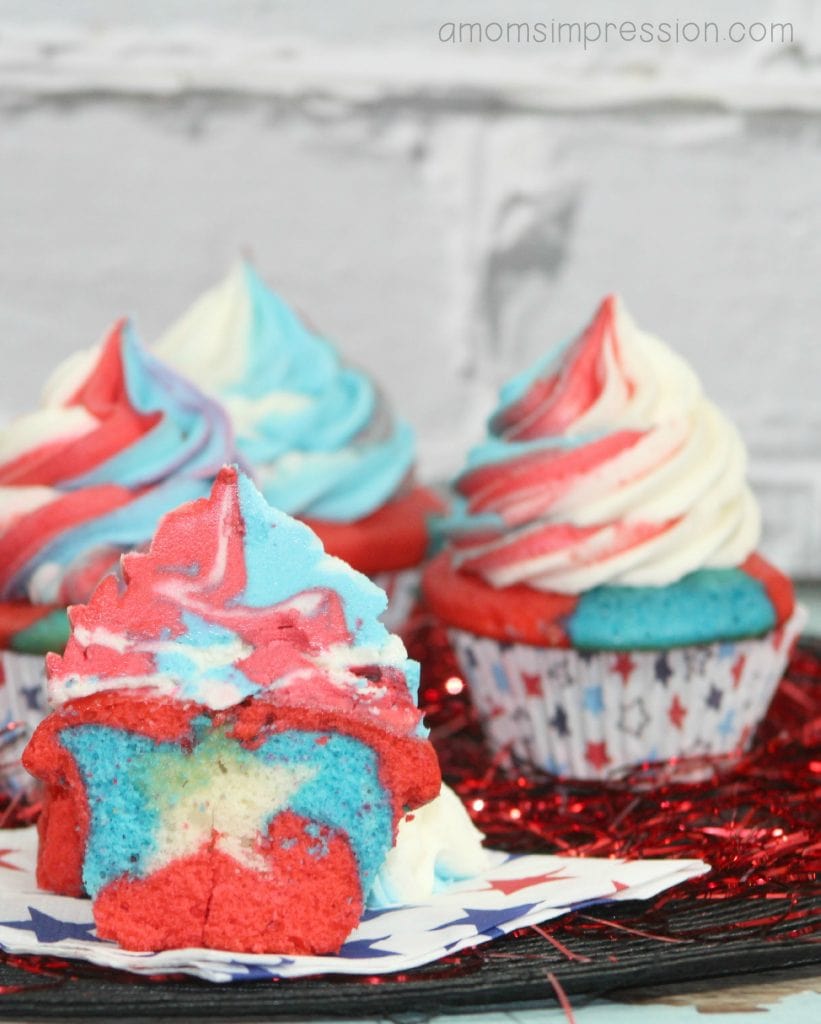 Patriotic red white and blue Cupcakes
