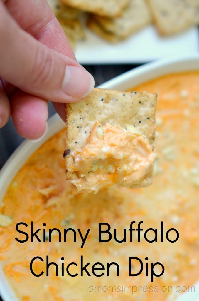 Craving ALL the buffalo chicken dip but LESS calories? Try this skinny buffalo chicken dip recipe - it's a great healthy alternative but still has that delicious taste! This is an easy appetizer recipe that is sure to wow your guests! #ad #BuffaloChicken