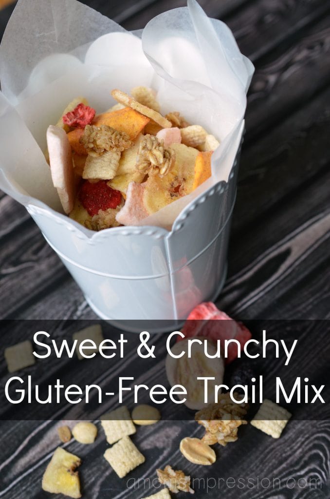 Gluten free snacks can be tasty too! Try this sweet and crunchy gluten free trail mix recipe - it's a perfect snack for hiking, camping, or traveling! This is one of our favorite gluten free recipes. #ad #GlutenFree