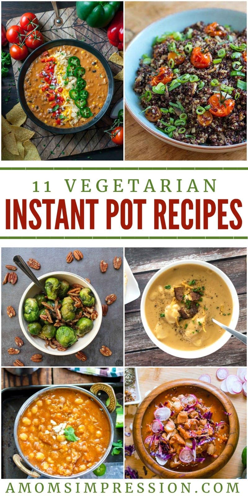 A great round up of vegetarian recipes that are easy to make in an Instant Pot. There are healthy options for dinner, breakfast or lunch. You will find high-protein options, low-carb options and clean eating recipes.