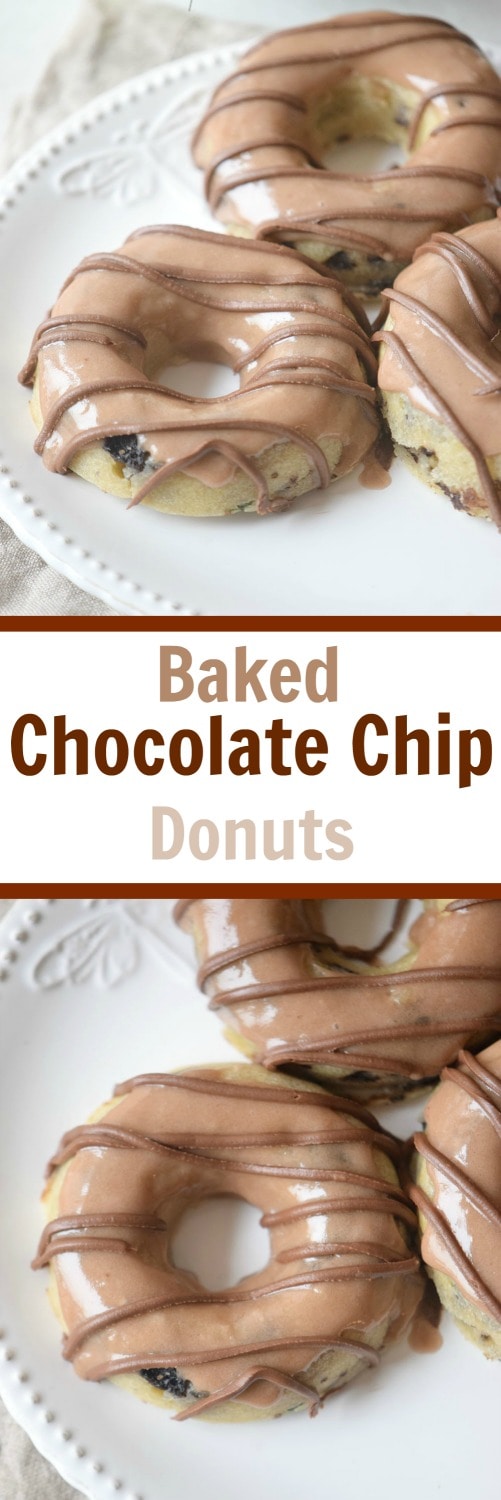 The baked chocolate chip donuts recipe is super easy to make and it's kid approved! This is a great easy breakfast recipe for the whole family to enjoy!