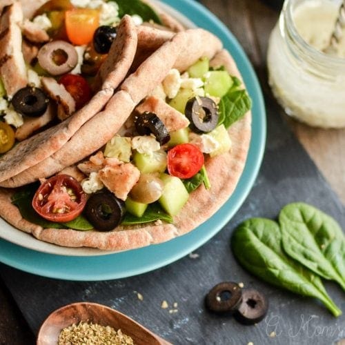 Simple Mediterranean Style Greek Grilled Chicken Pitas