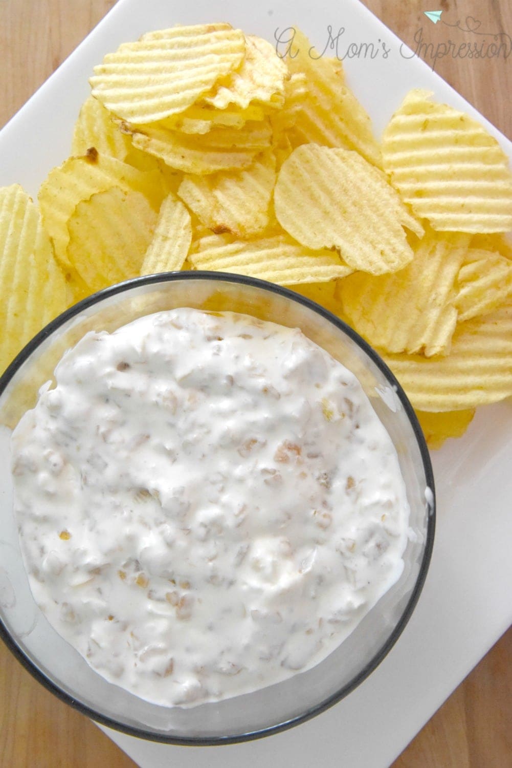 Chips and homemade onion dip