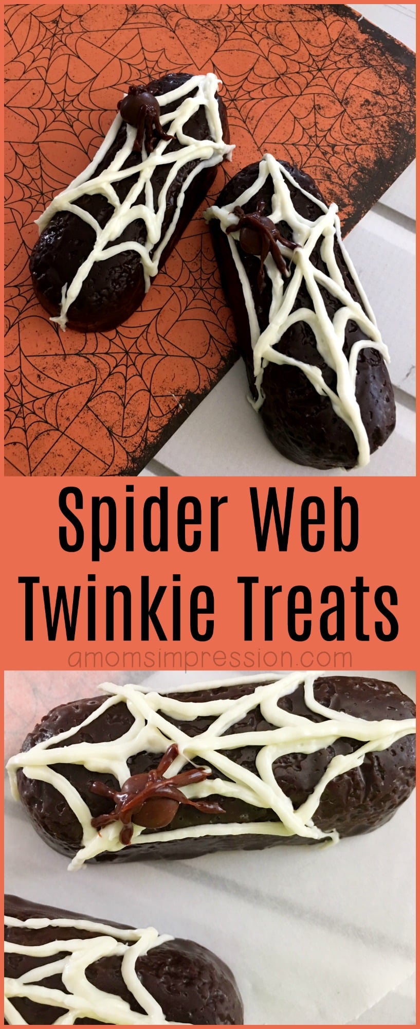 Spider Web Twinkie Treats are fun and easy to make with your kids this Halloween. They take less than 10 minutes to make and are perfect for adults, kids and school parties. 