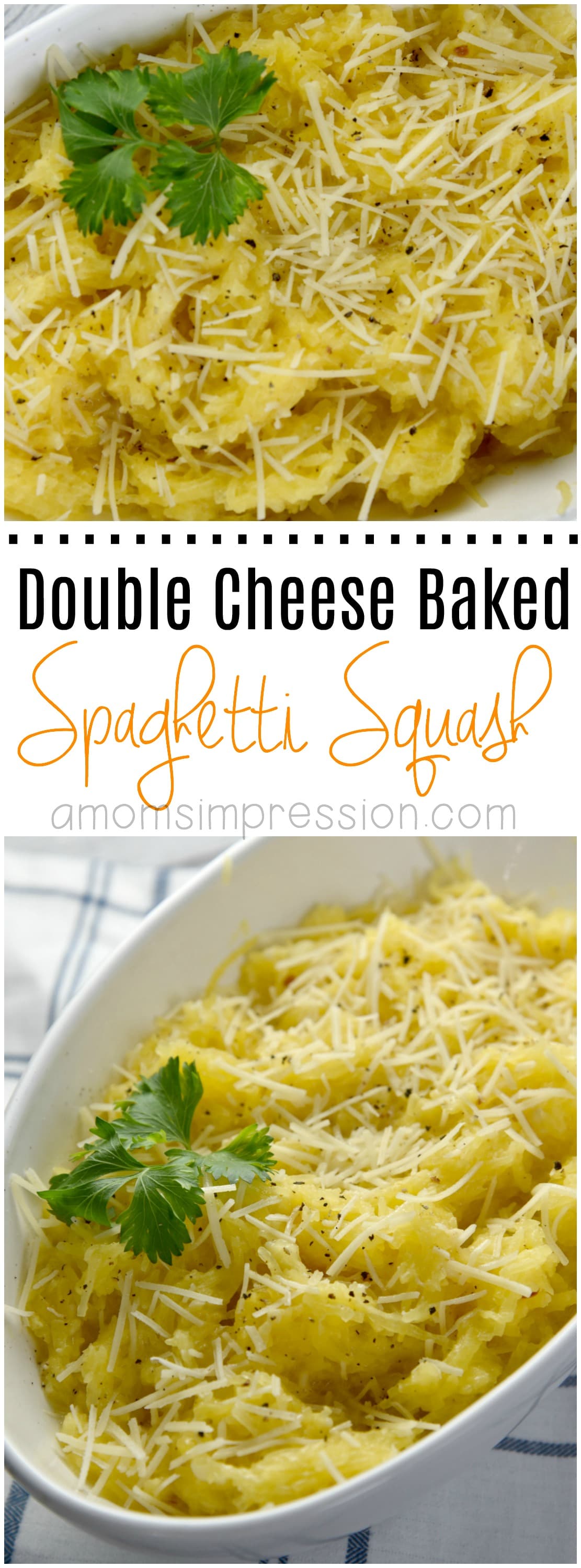 Baked Spaghetti Squash is a nice healthy alternative to pasta. This easy side dish is made with fontina and asiago cheeses making it a delicious vegetarian dinner idea and budget friendly. #ad