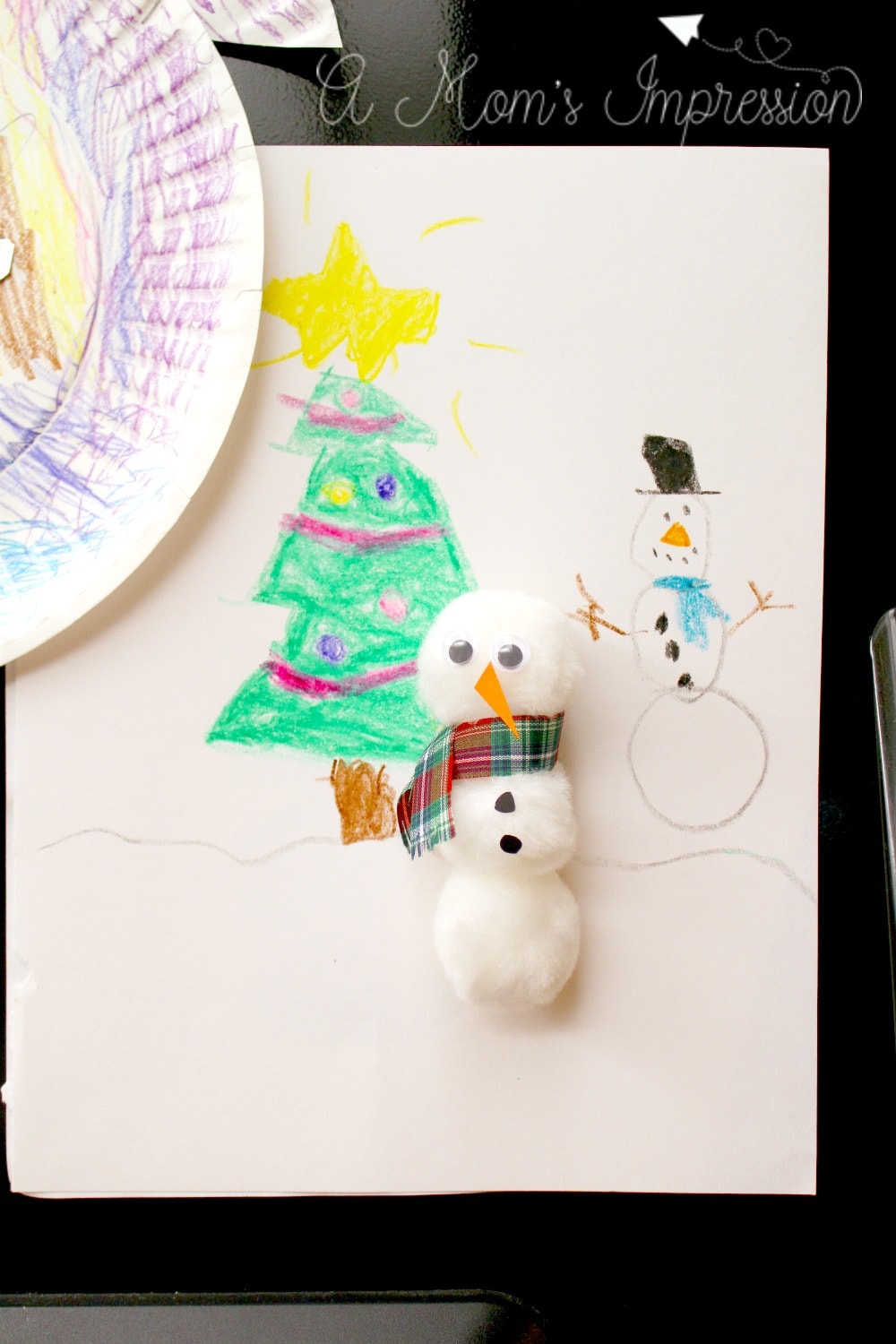 Easy Snowman Crafts for Kids - Pom Pom Snowman Magnet