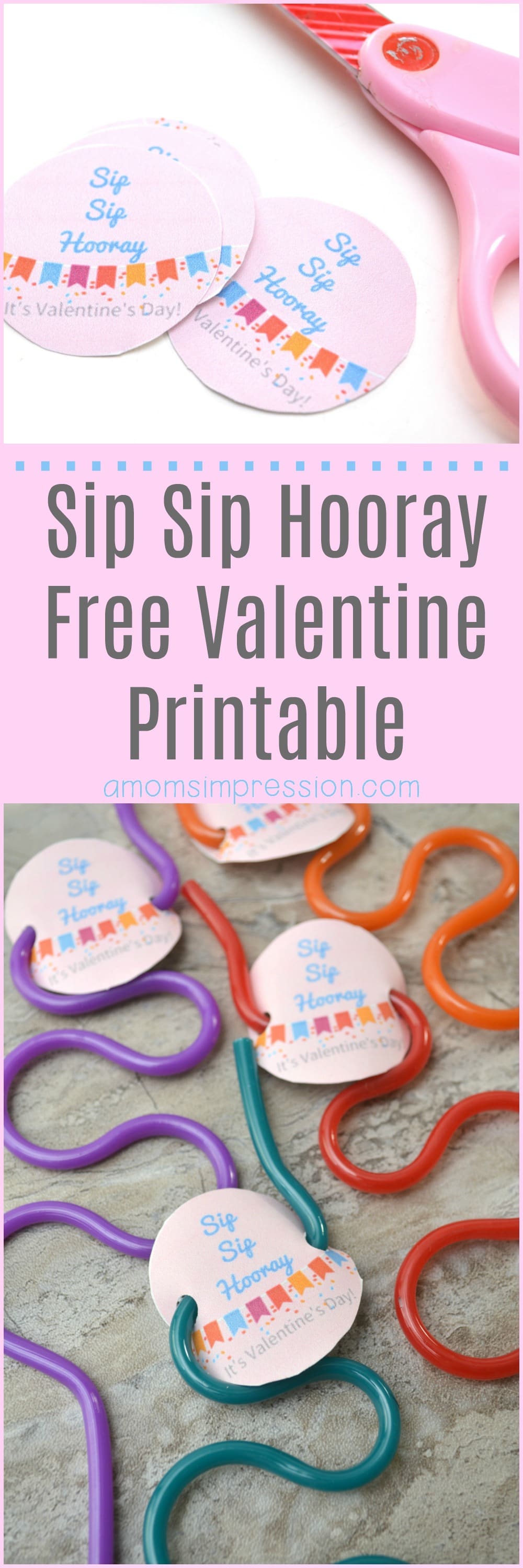 In search of some non candy Valentine Ideas for your child's class? These fun crazy straws come with a free "Sip Sip Hooray" printable that are perfect for both boys and girls!