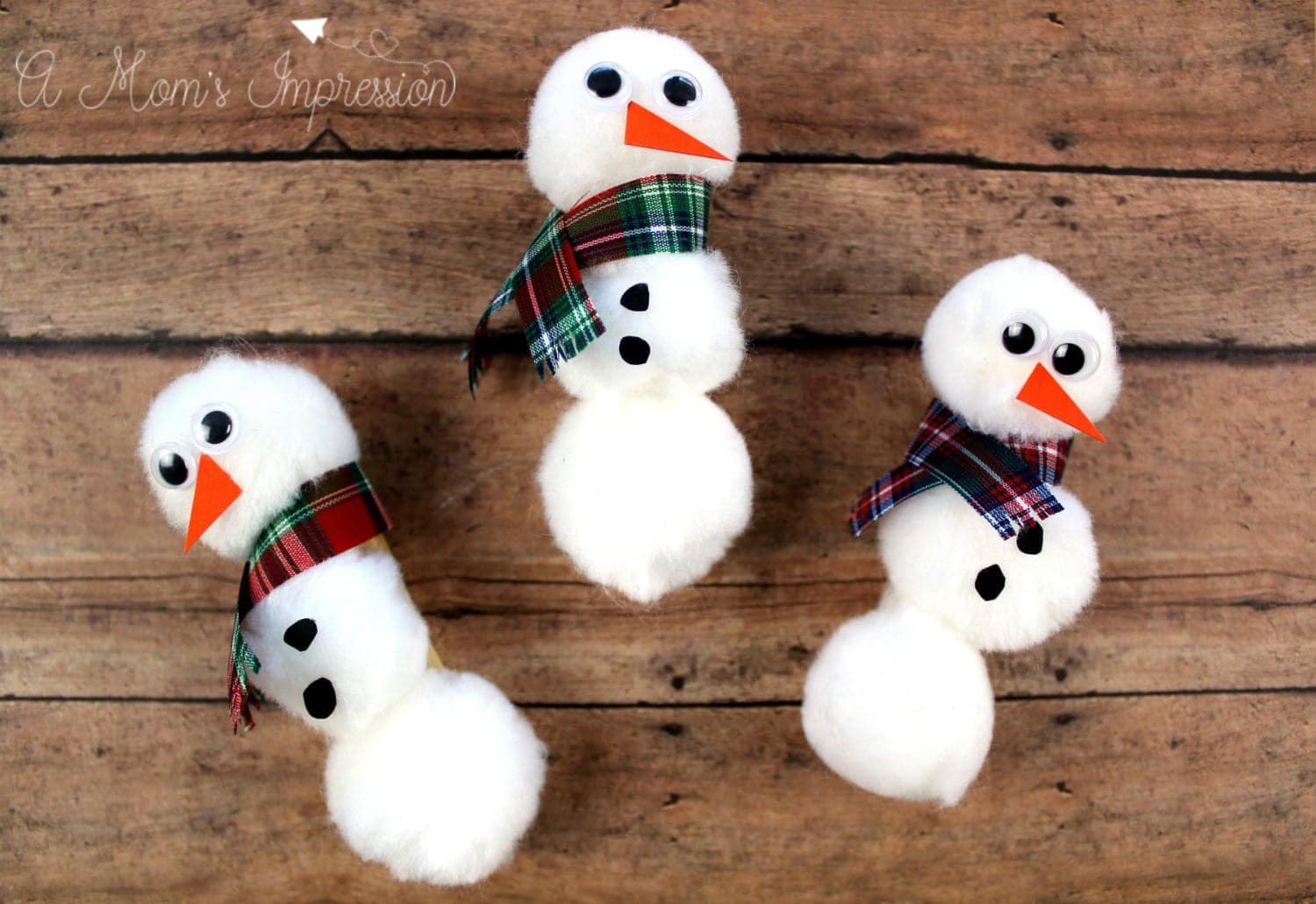 Easy Snowman Crafts for Kids - Pom Pom Snowman Magnet