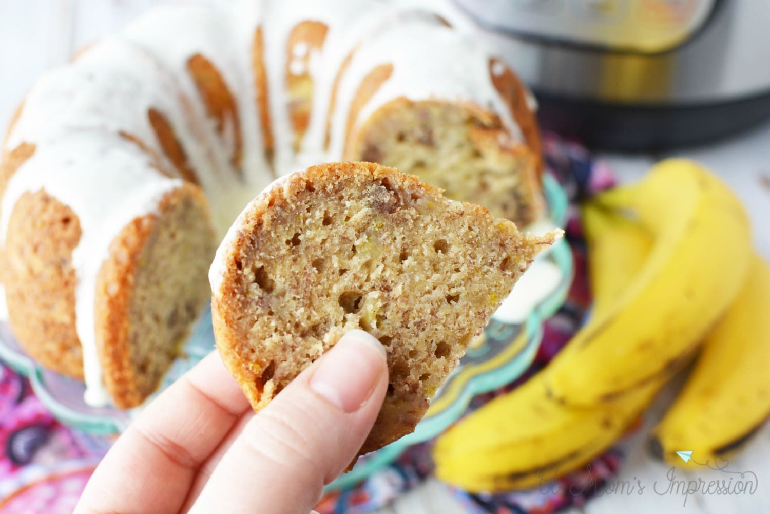 Instant Pot Banana Bread Recipe with Cream Cheese Icing