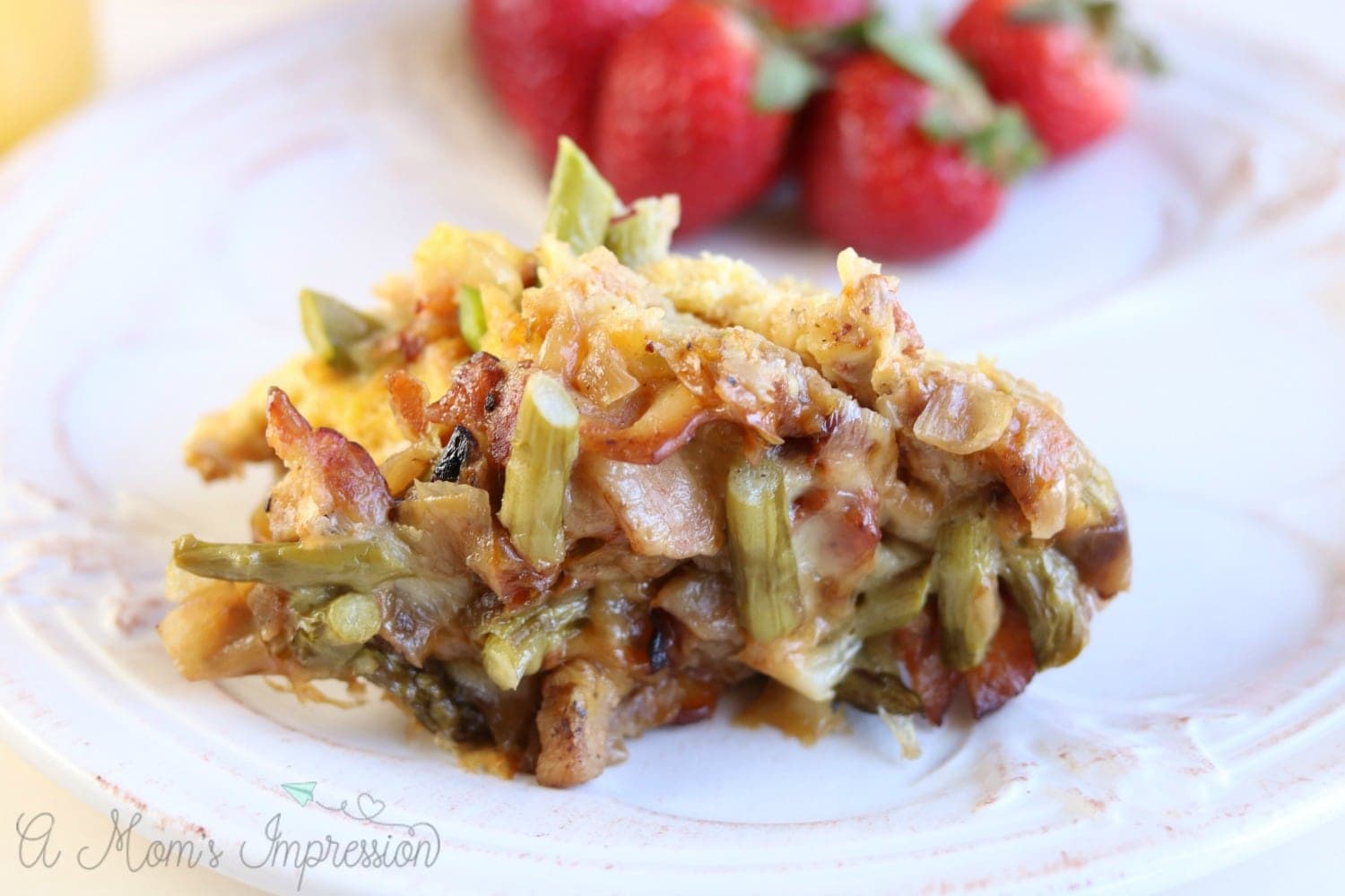 Instant Pot Breakfast Casserole with Bacon, Asparagus and Caramelized Onions