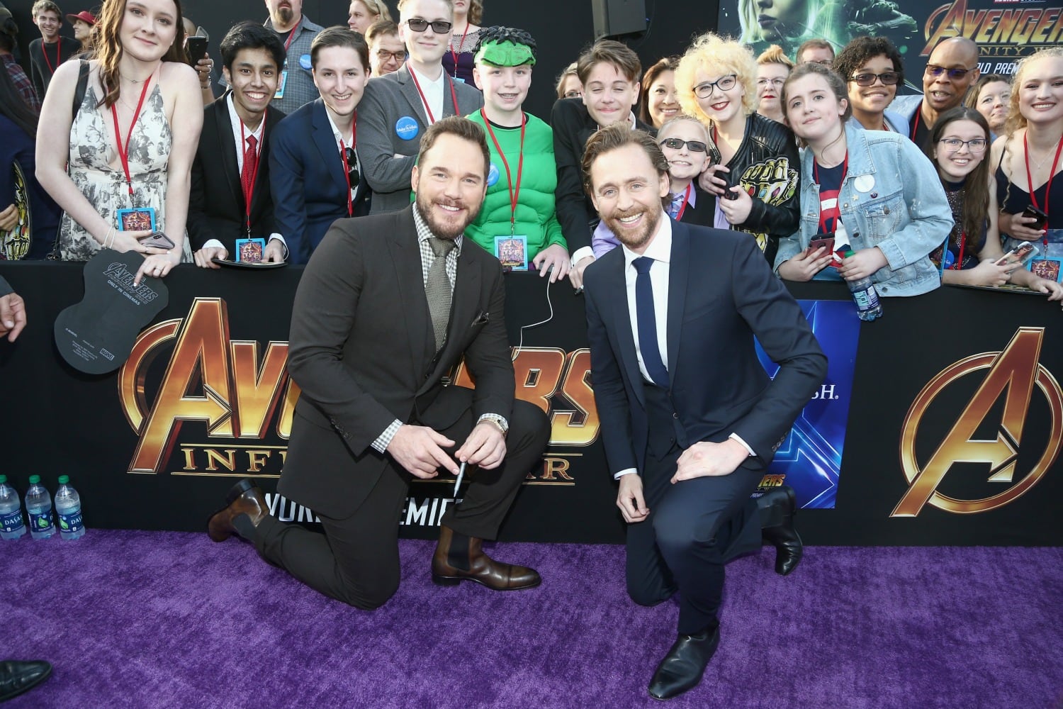 Chris Pratt and Tom Hiddleston at premiere