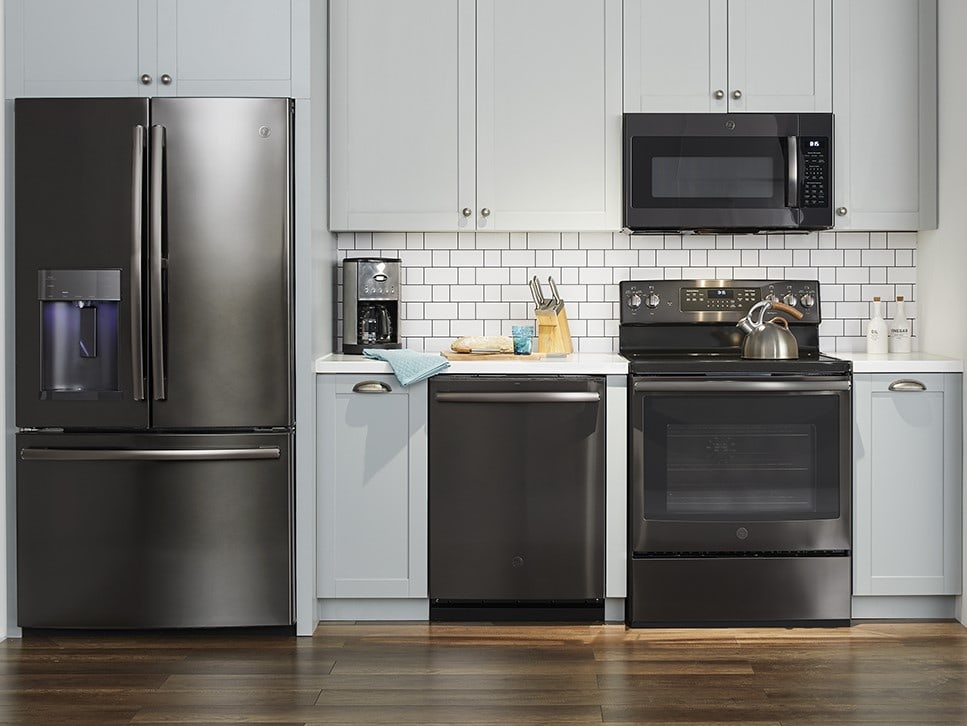 black stainless steel appliances