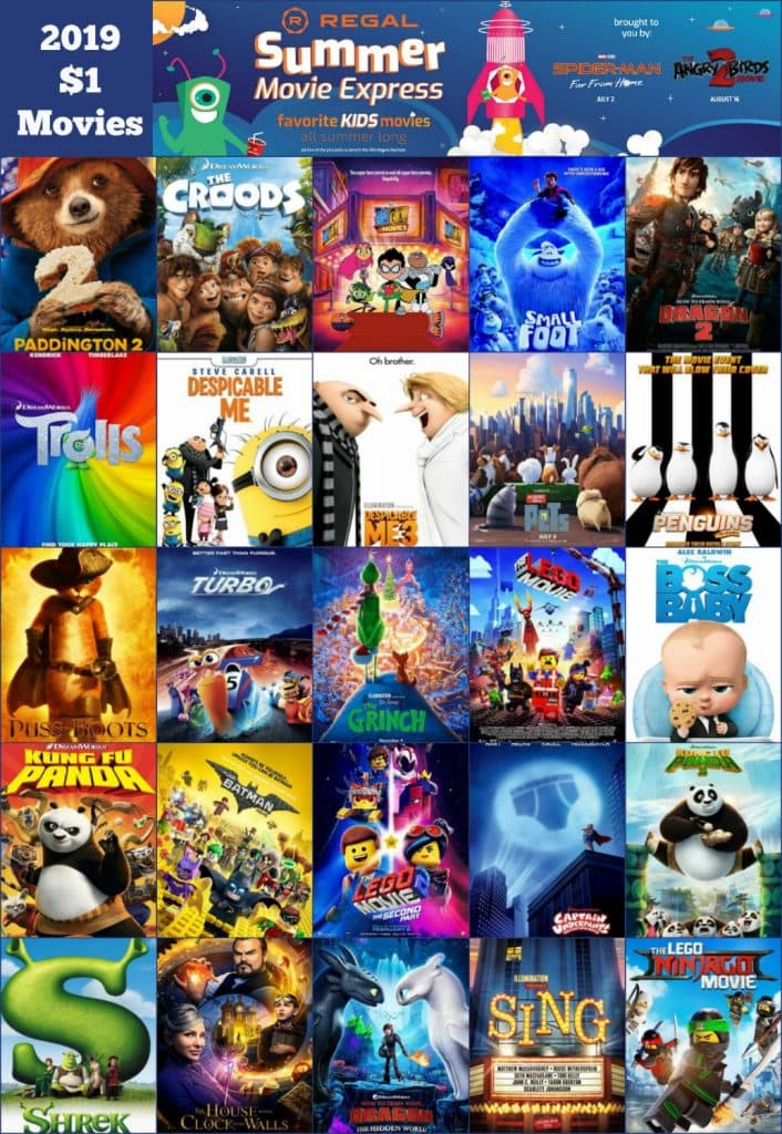 2019 Regal Summer Movie Express $1 Movie Schedule *Updated for 2019