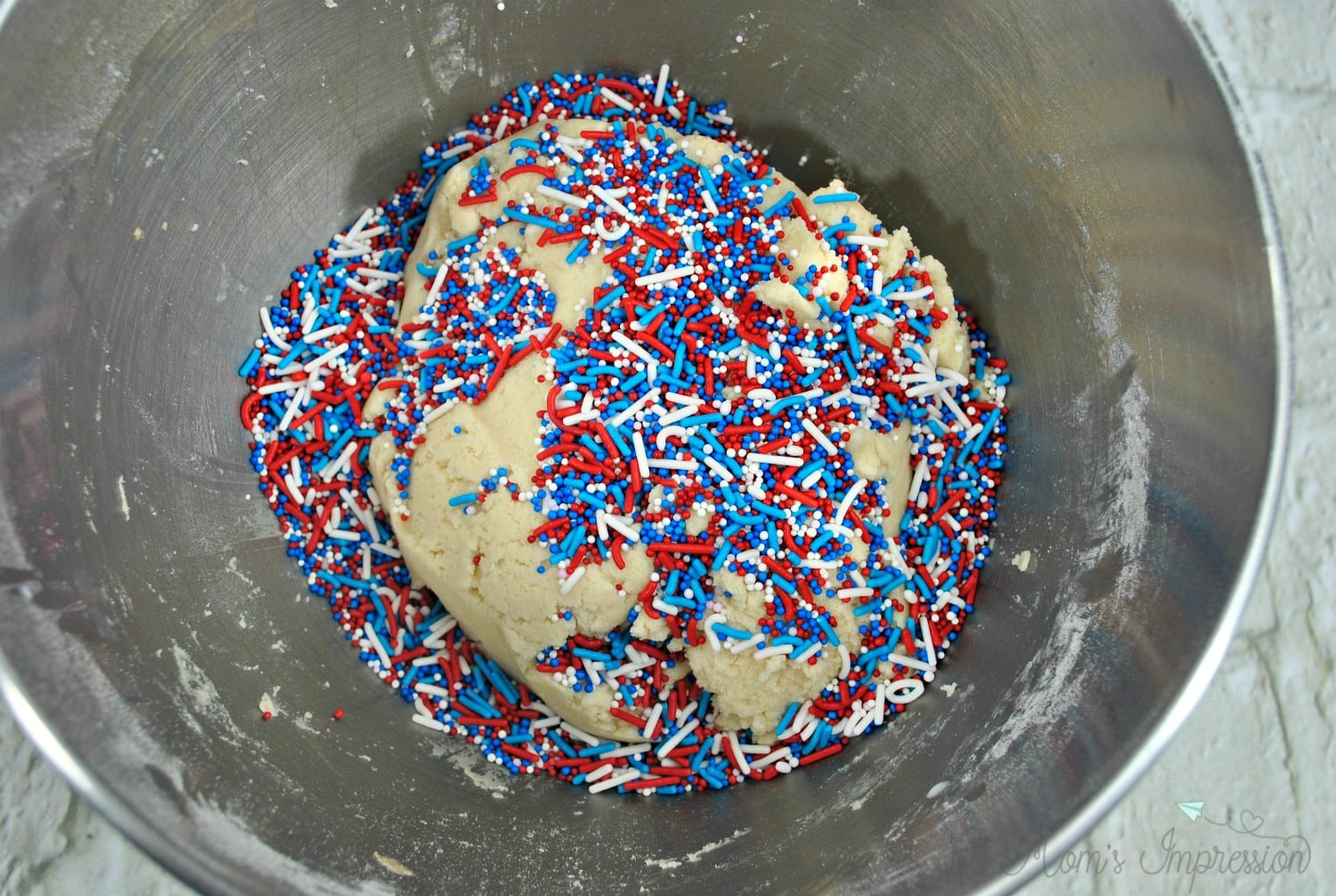 patriotic sprinkles in edible cookie dough