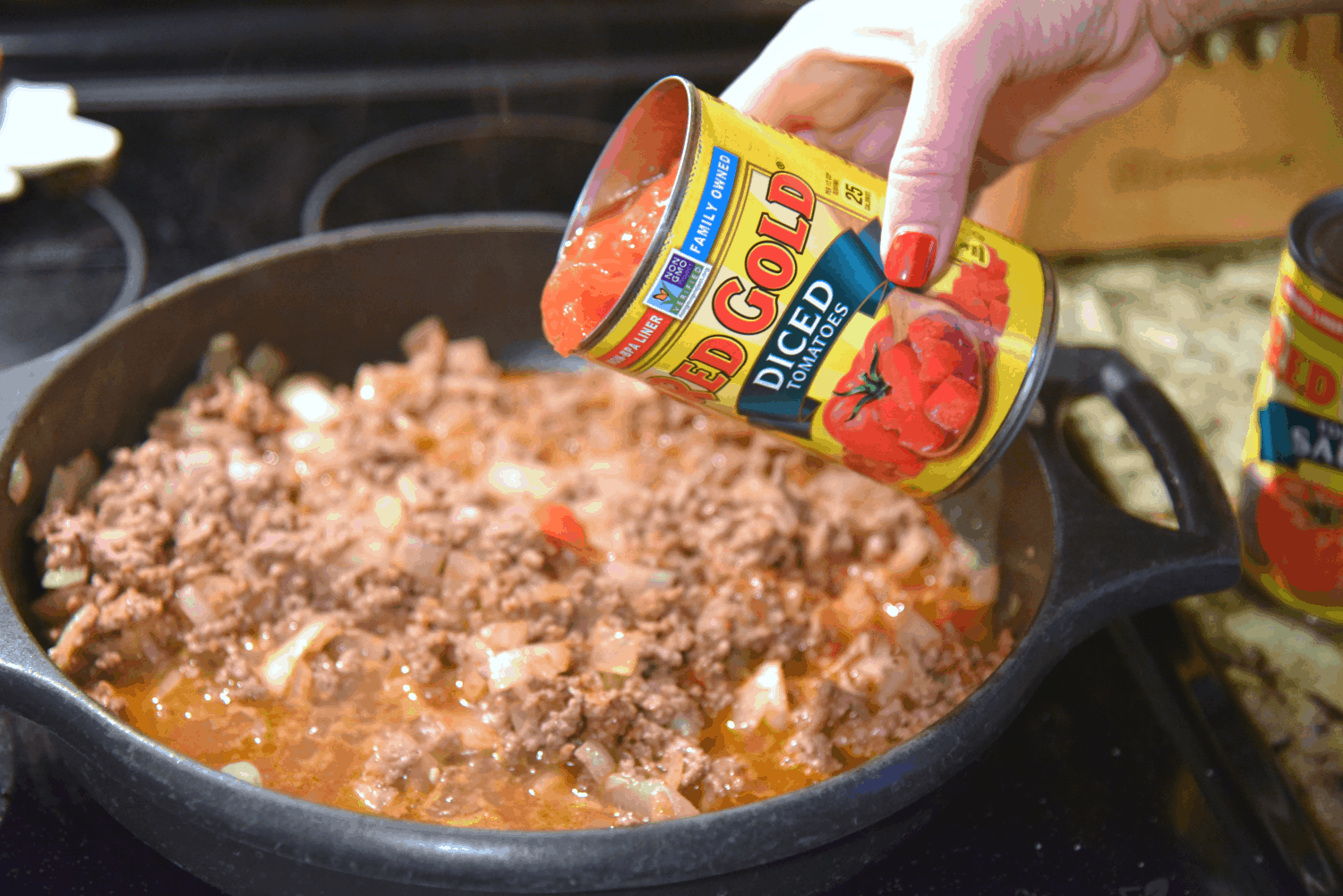 using red gold tomatoes in old fashioned goulash recipe