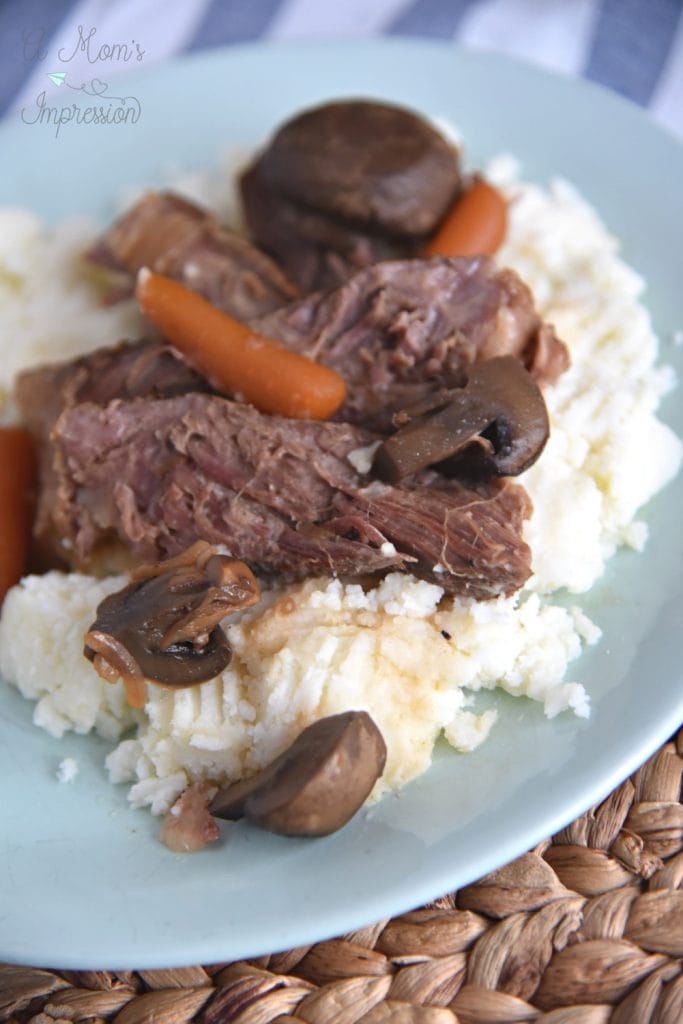 Beef Pot Roast With Mushrooms and Idahoan Mashed Potatoes