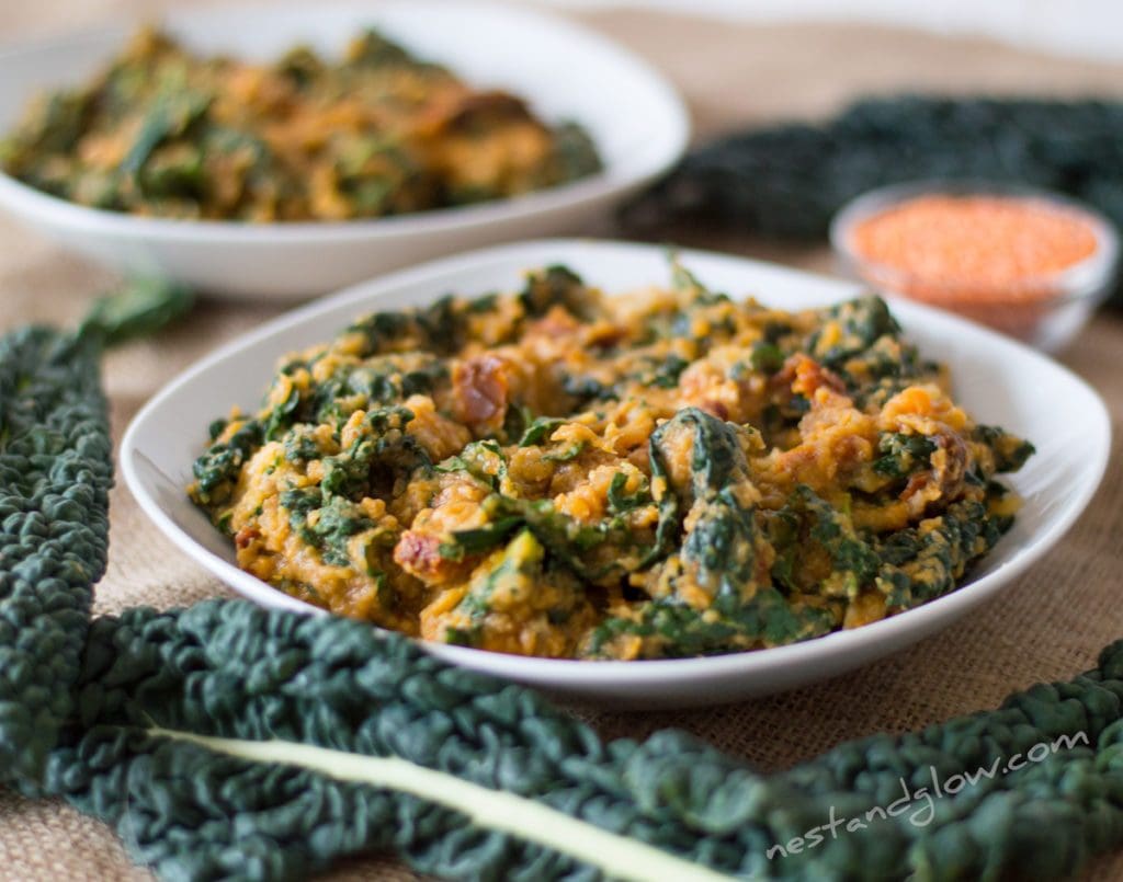 Kale-Sweet-Potato-Dahl sitting on a table