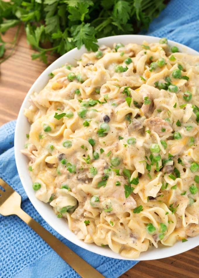 instant-pot-tuna-casserole in a large white dish