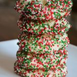 A stack of christmas themed cookies