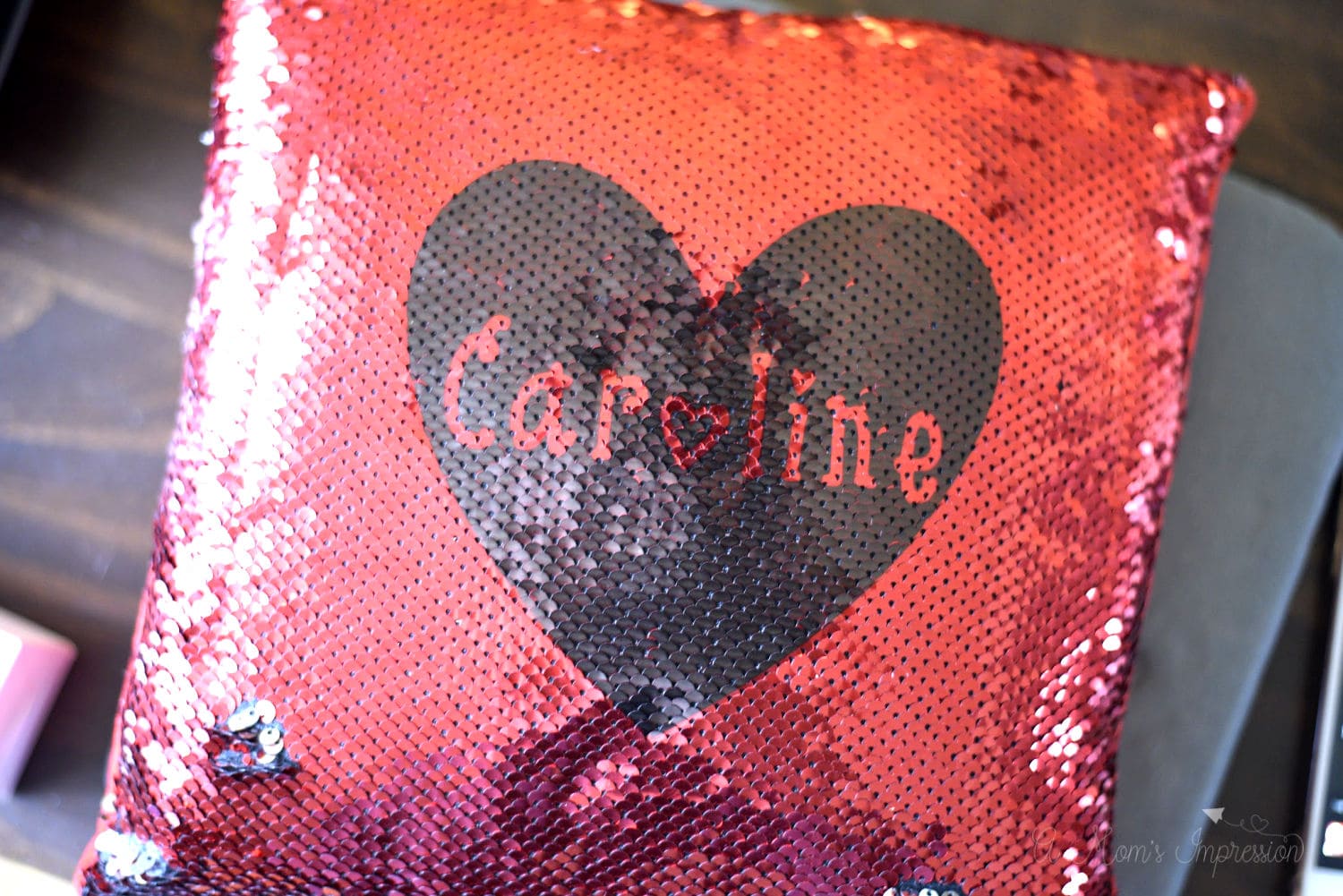 Custom Image Heart Sequin Pillow w/ Insert