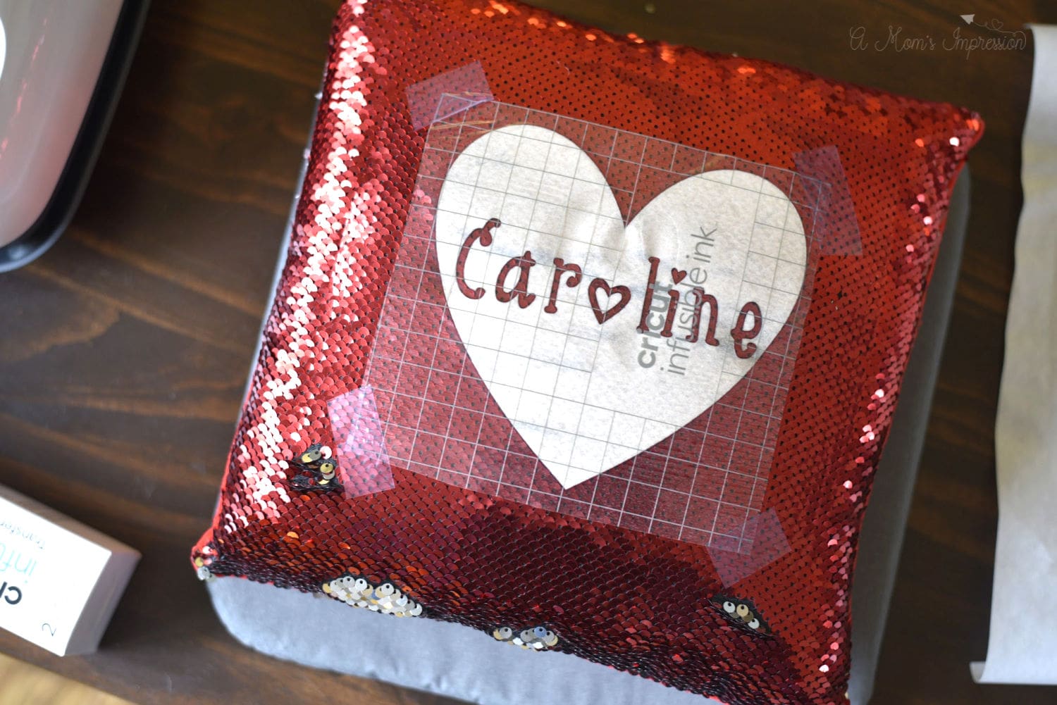 Name stencil for sequin pillow