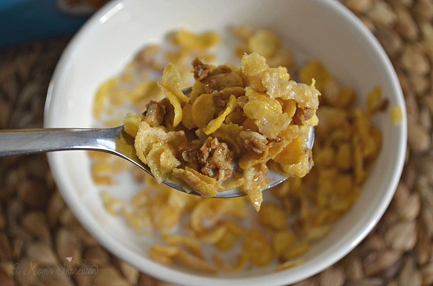 Bowl of frosted honey bunches of oats