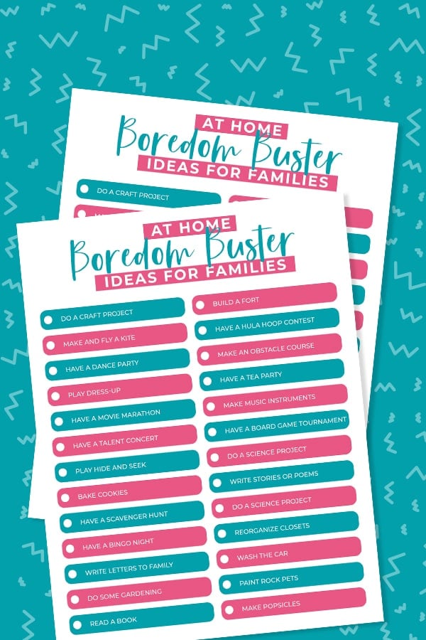 Things For Kids to Do When Bored: Free Printable