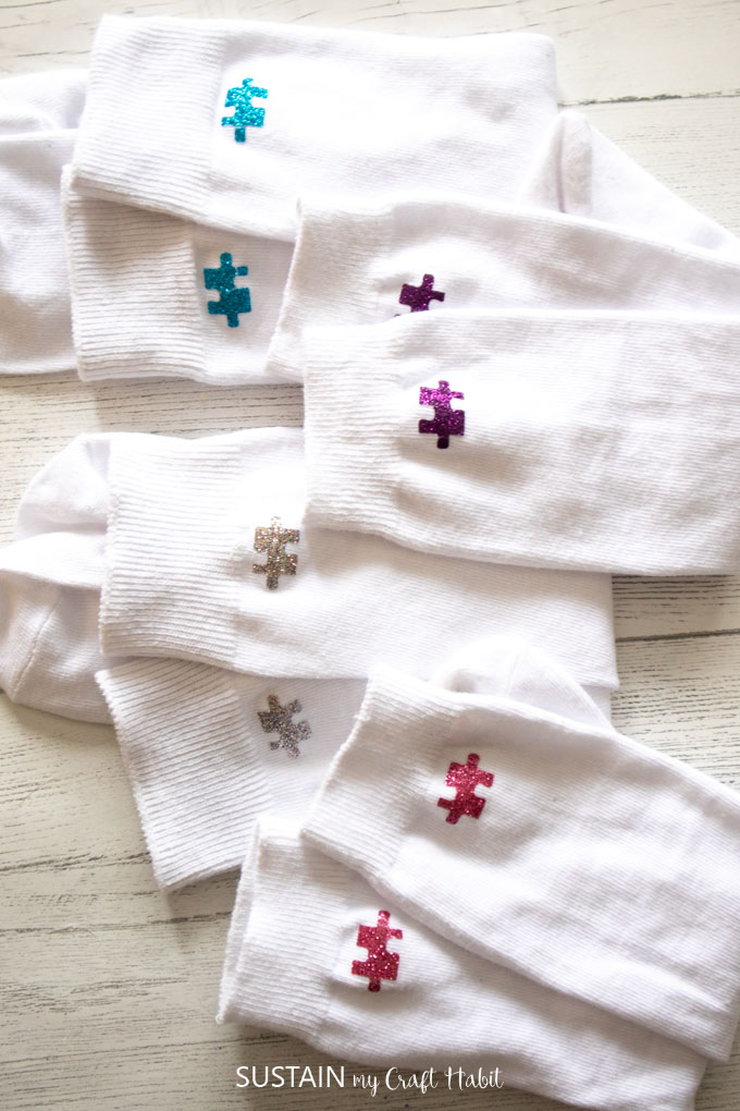 socks with tiny puzzle pieces on them 