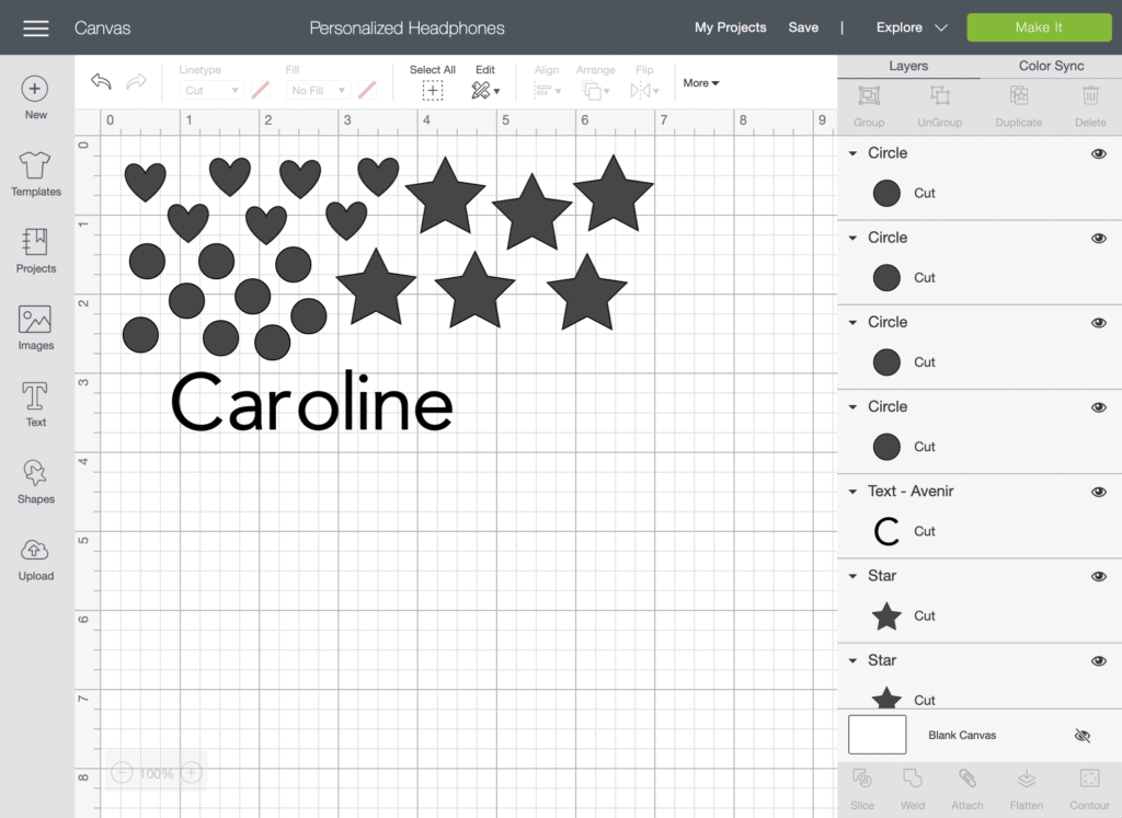 screenshot from Cricut Design Space