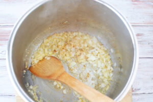 saute butter, onion and garlic
