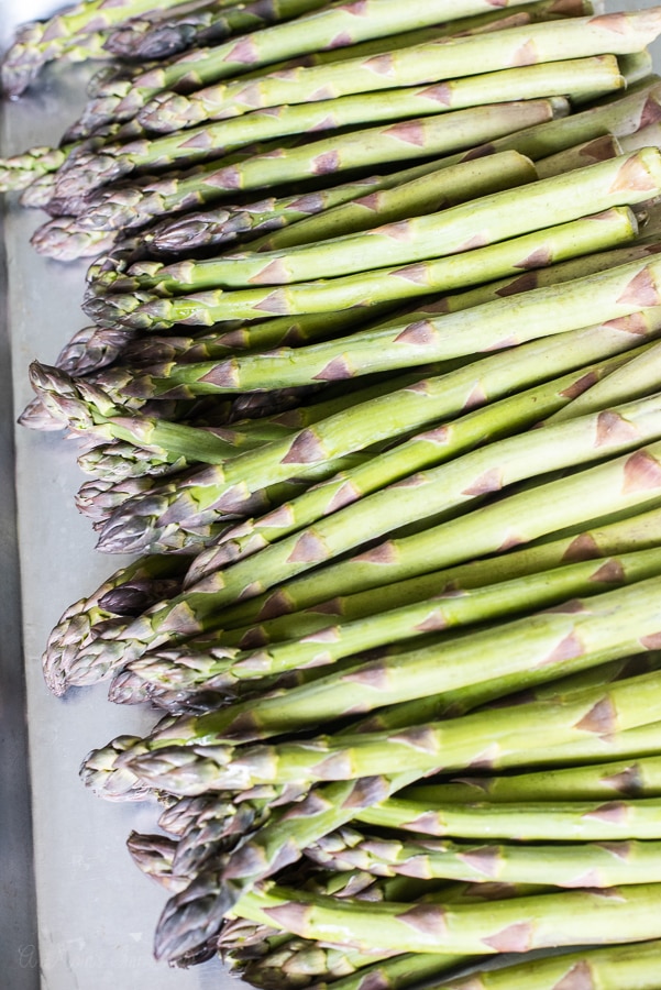 A ton of Michigan Asparagus on an oven sheet