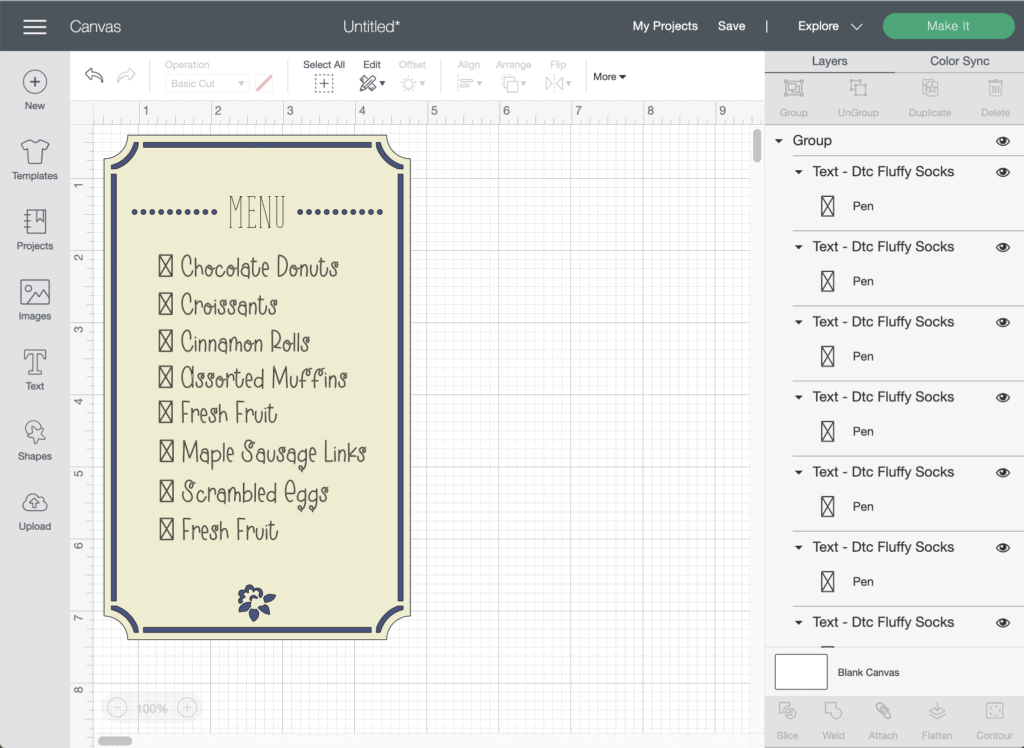 Cricut design space menu